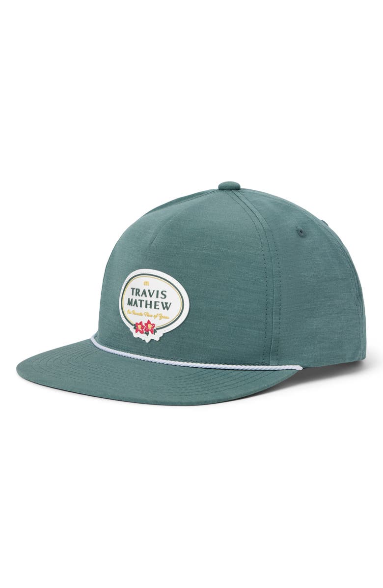 TravisMathew Patron Badge Snapback Baseball Cap, Main, color, Silver Pine