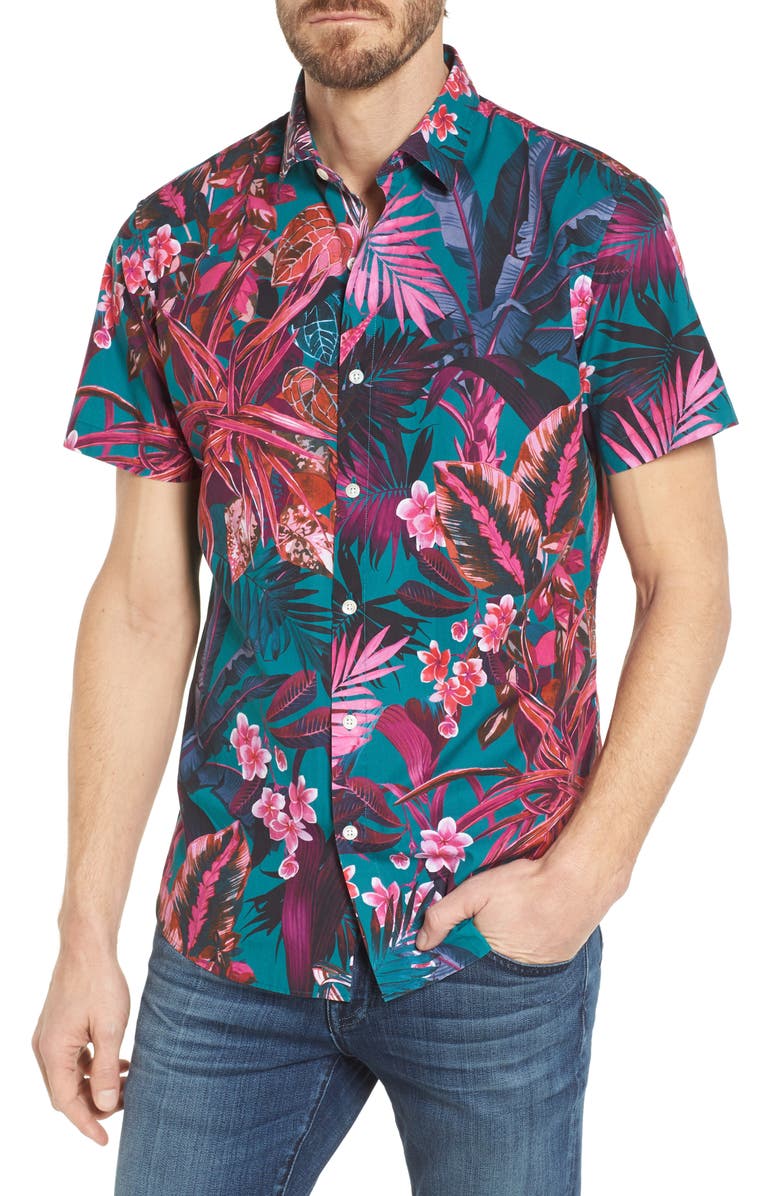 Bonobos Premium Slim Fit Short Sleeve Print Sport Shirt, Main, color, 