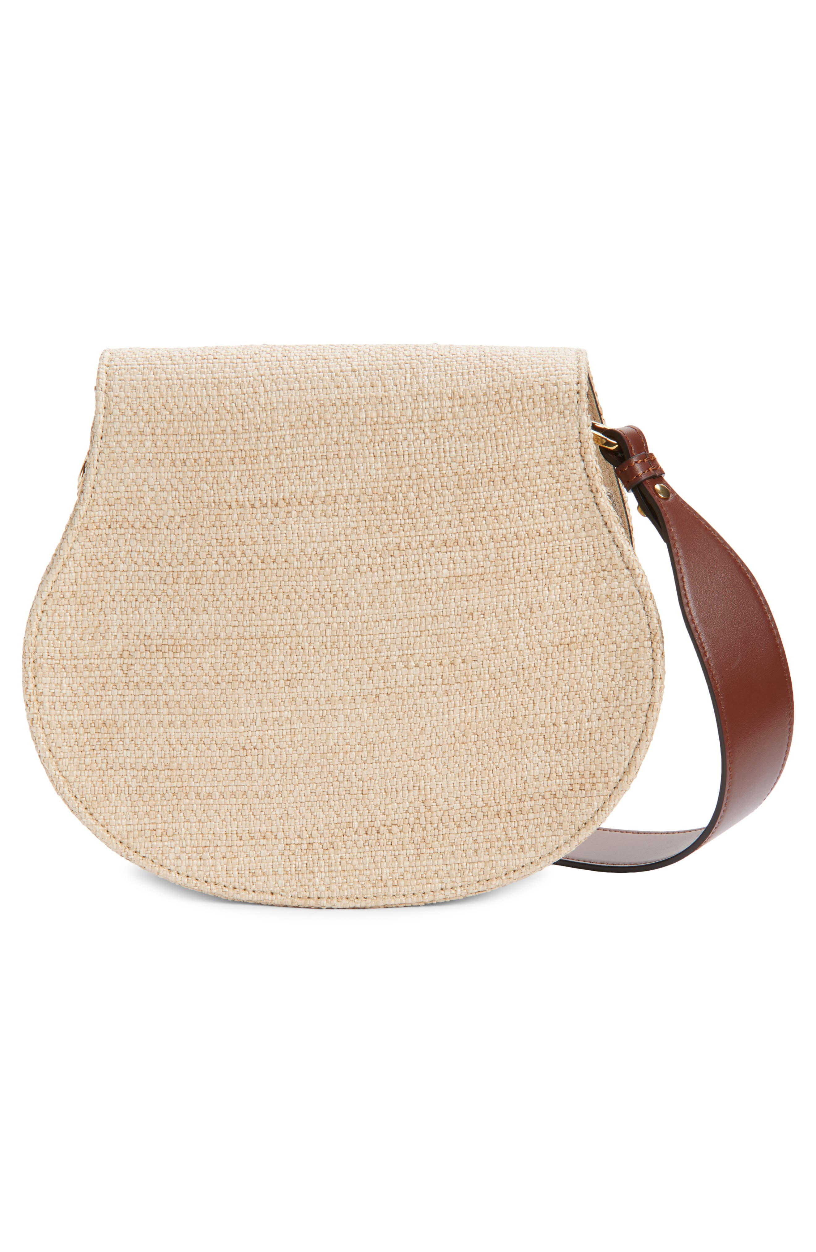 Chloé Medium Marcie Faux Raffia & Leather Saddle Bag, Alternate, color, Hot Sand