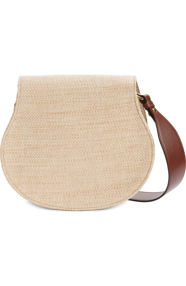 Chloé Medium Marcie Faux Raffia & Leather Saddle Bag, Alternate, color, Hot Sand