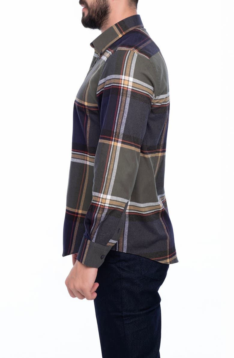 VELLAPAIS Check Cotton Slim Fit Button Down Shirt, Alternate, color, 