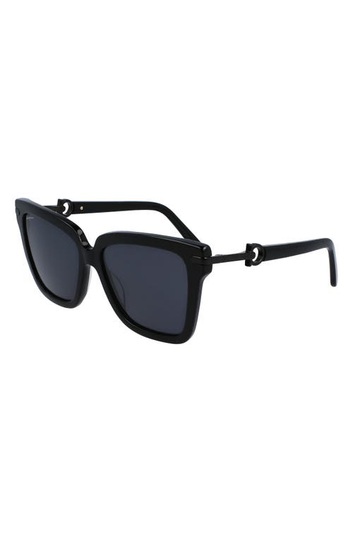 Ferragamo 57mm Polarized Rectangular Sunglasses In Black