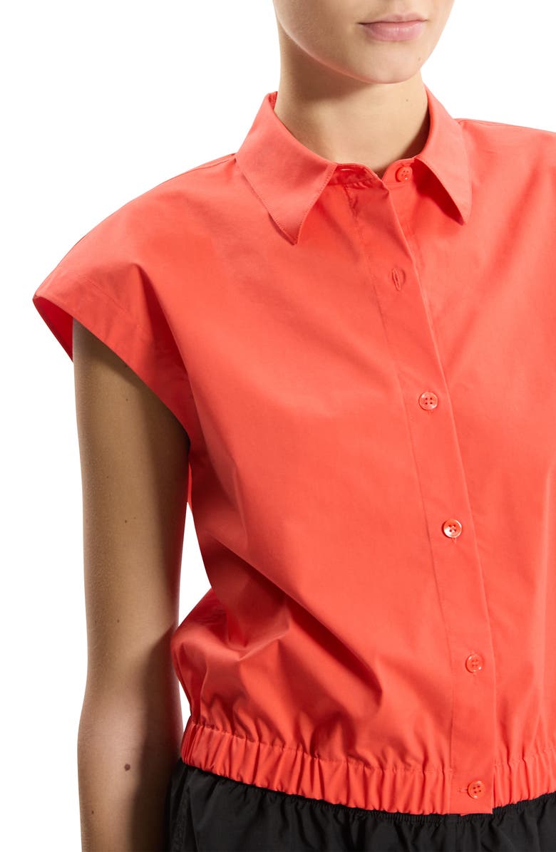 Theory Crop Cap Sleeve Shirt, Alternate, color, Poppy