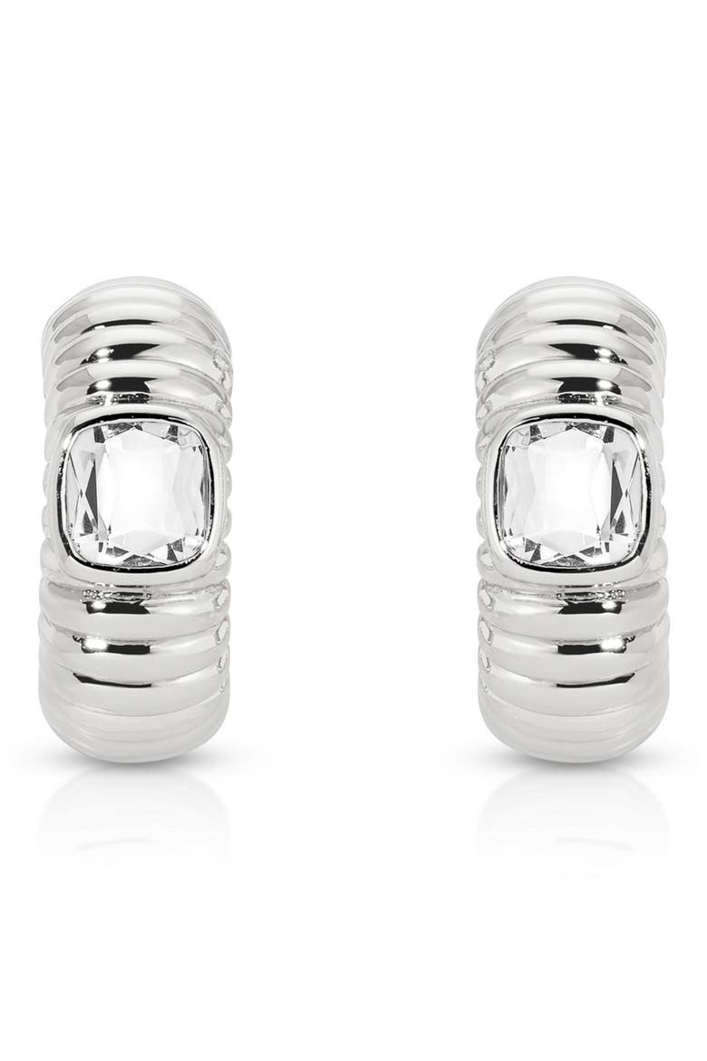 Contemporary Textured Small Hoop Earrings, Alternate, color, SILVER