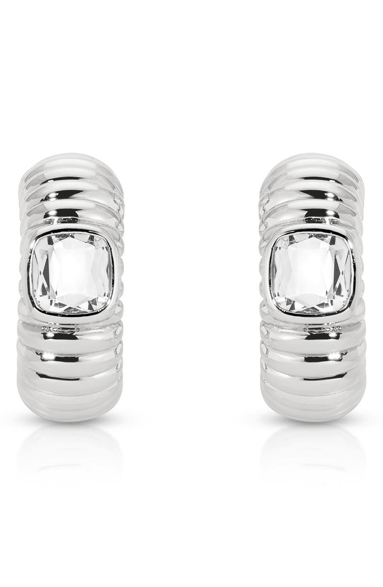 Ettika Contemporary Textured Small Hoop Earrings, Alternate, color, Silver