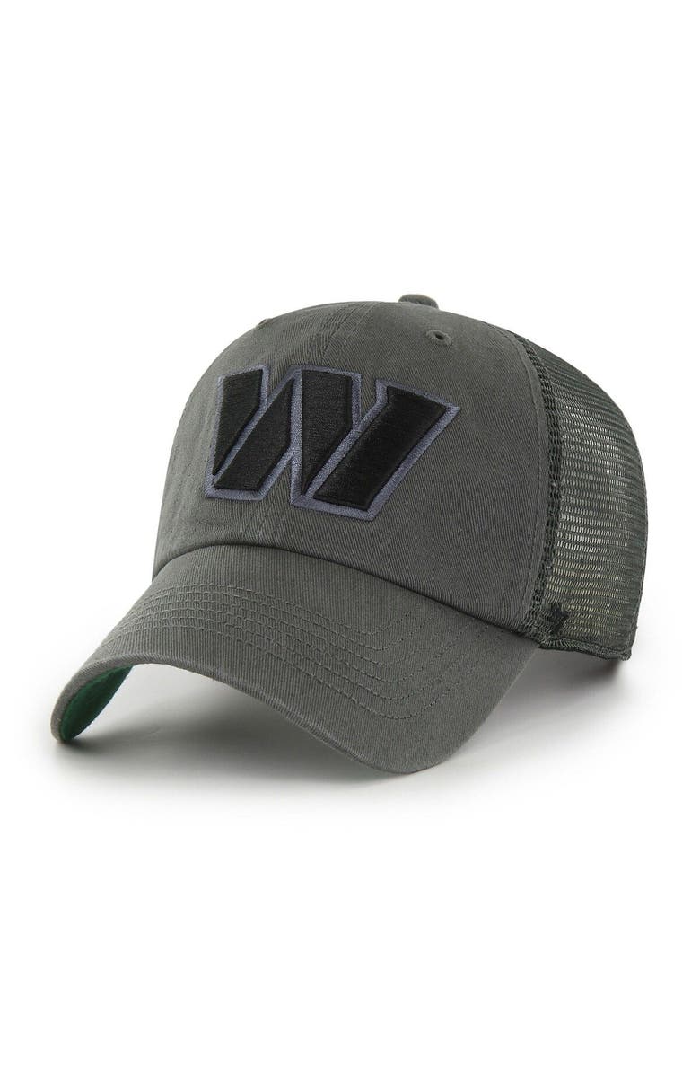'47 Men's '47 Charcoal Washington Commanders Trawler Clean Up Trucker Snapback Hat, Main, color, 