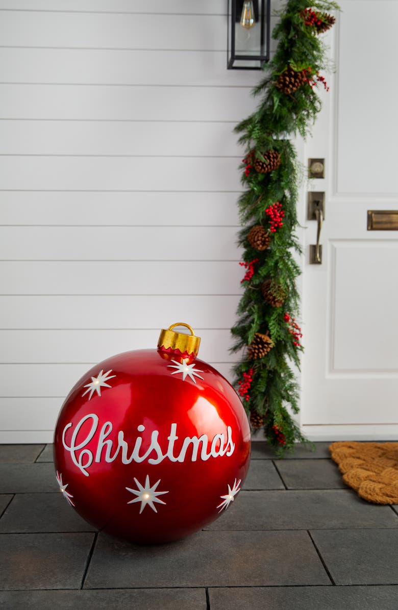 Balsam Hill Set of 2 Merry Christmas Outdoor Ornaments, Alternate, color, 
