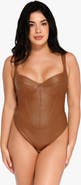 Popilush Shapewear Faux Leather Hourglass Corset Bodysuit