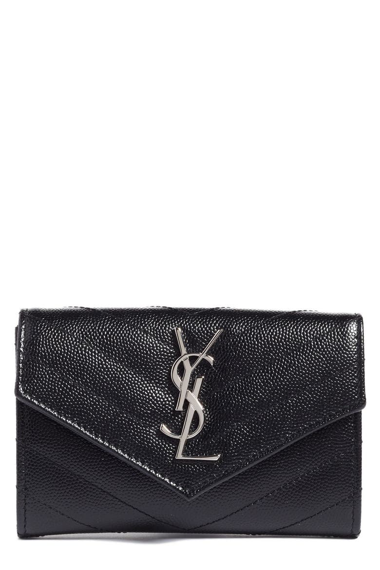 Small Monogram Leather French Wallet, Main, color, NOIR