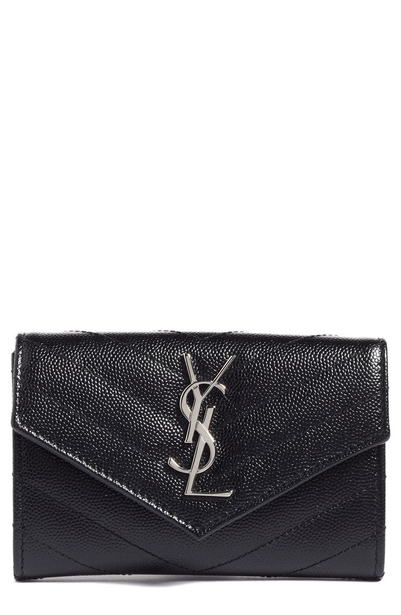 Saint Laurent Small Monogram Leather French Wallet, Main, color,