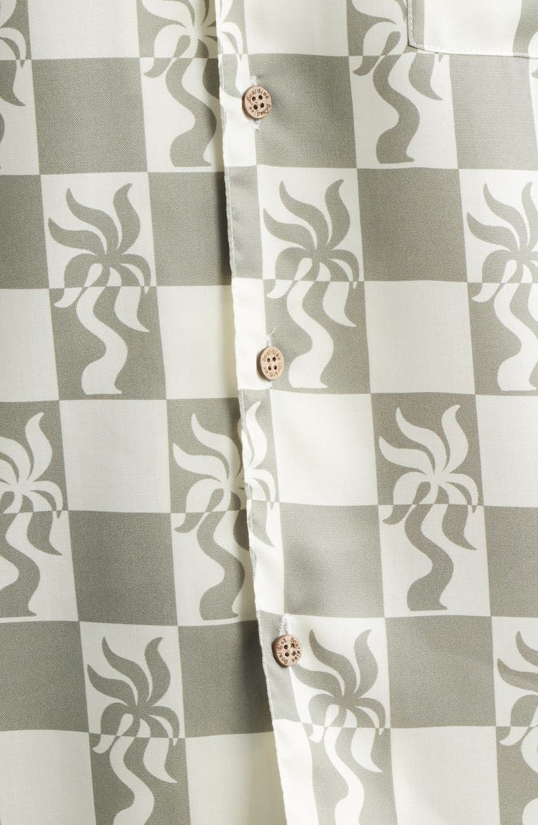 Boardies Print Short Sleeve Button-Up Camp Shirt, Alternate, color, Olive/ Cream