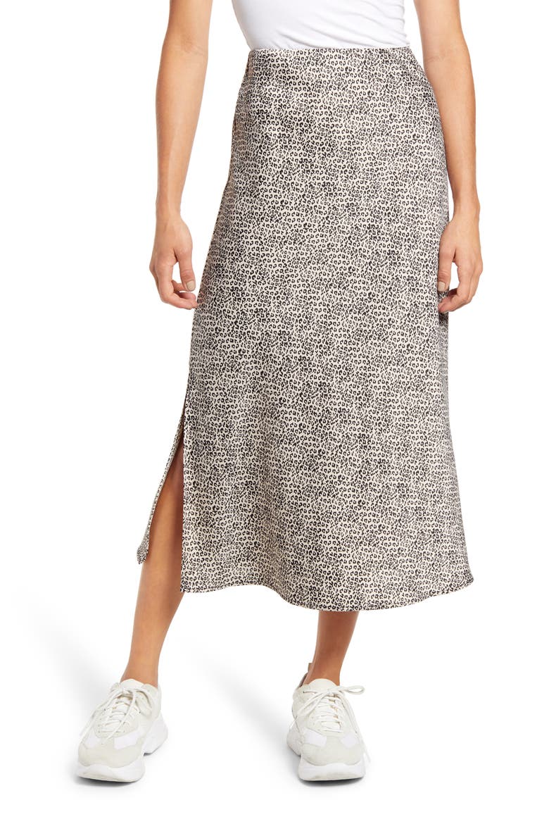 x BFF Chelsea Side Slit Midi Slip Skirt, Main, color, CHEETAH
