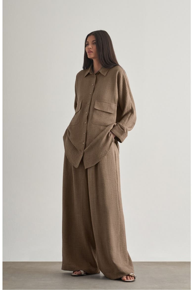 Wide-Leg Pants, Main, color, Brown