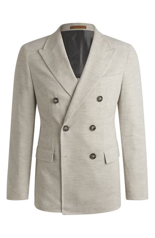 Hugo Boss Boss Camel Heston Double Breasted Cotton & Cashmere Sport Coat In Natural