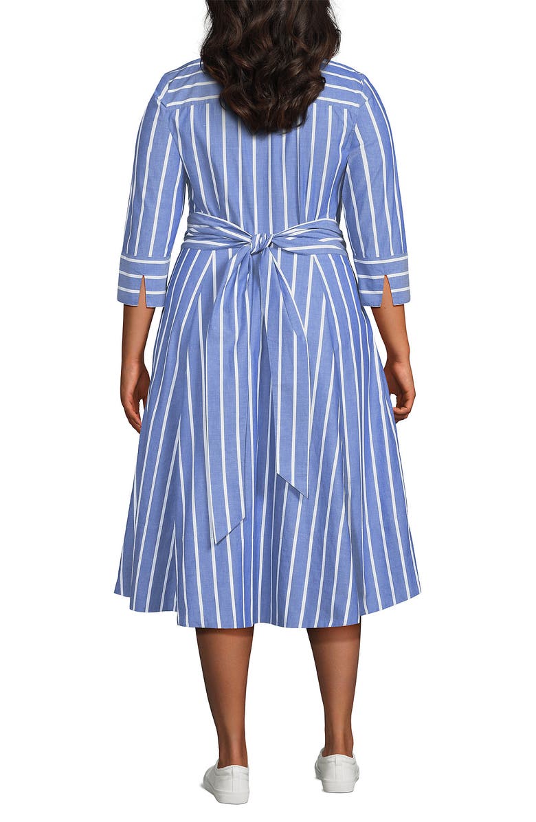 Lands' End Plus Size Poplin Midi Wrap Front Dress, Alternate, color, 