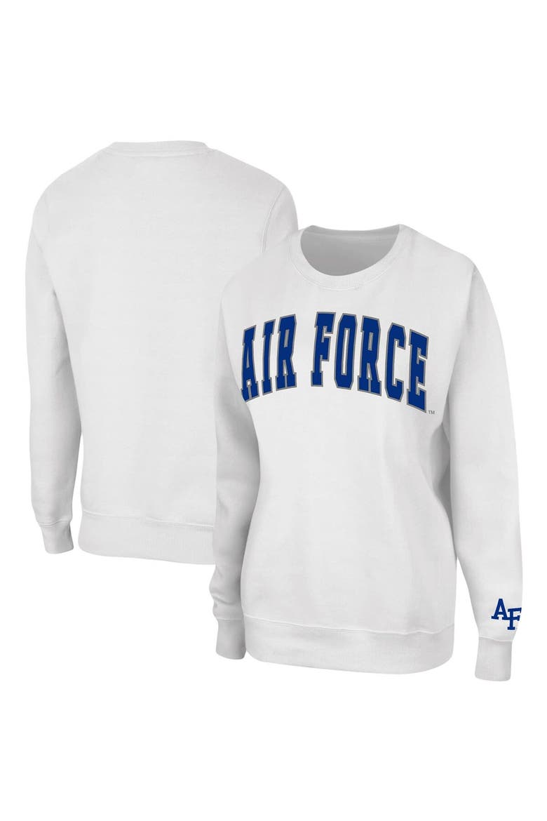 Women's Colosseum White Air Force Falcons Campanile Pullover Sweatshirt, Main, color, White