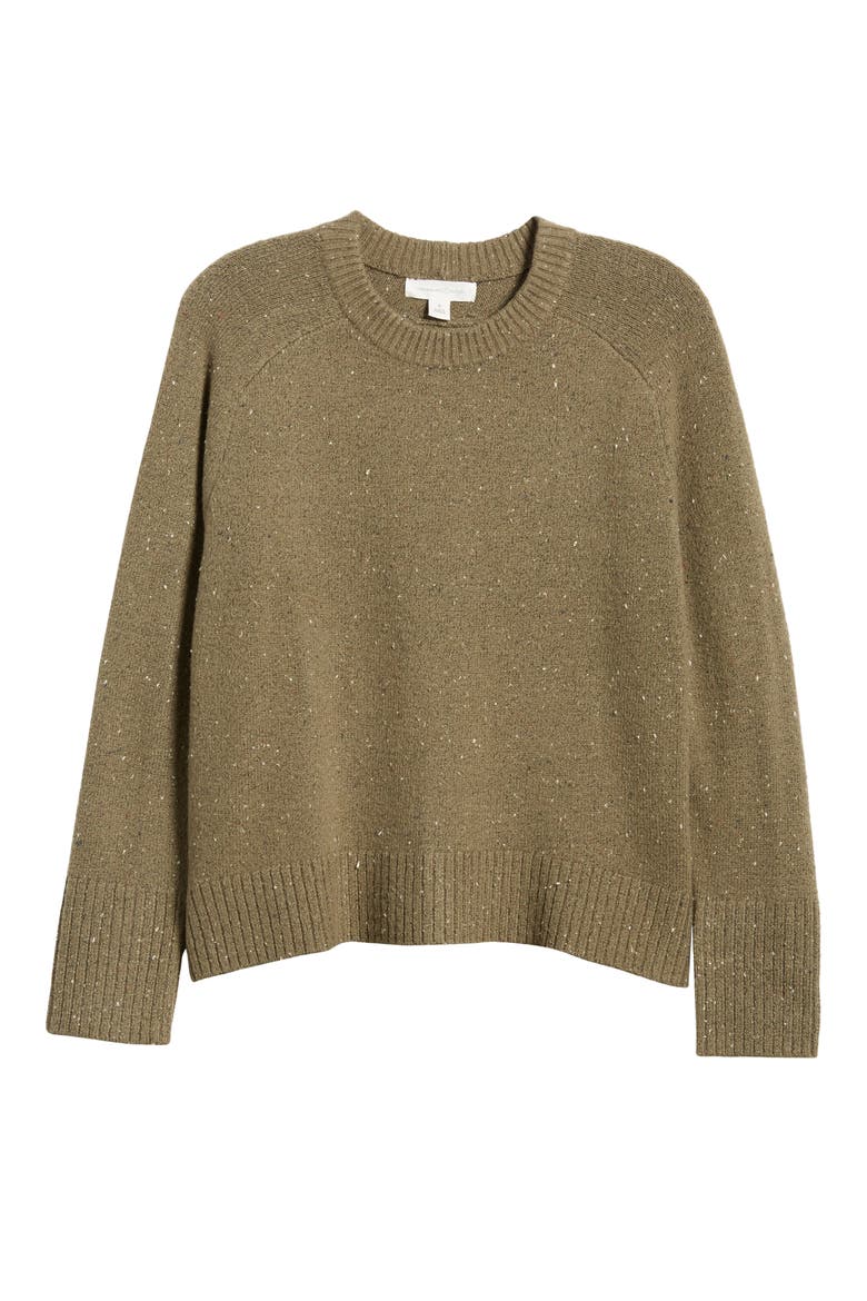 Speckled Pima Cotton Blend Sweater, Alternate, color, OLIVE KALAMATA NEP
