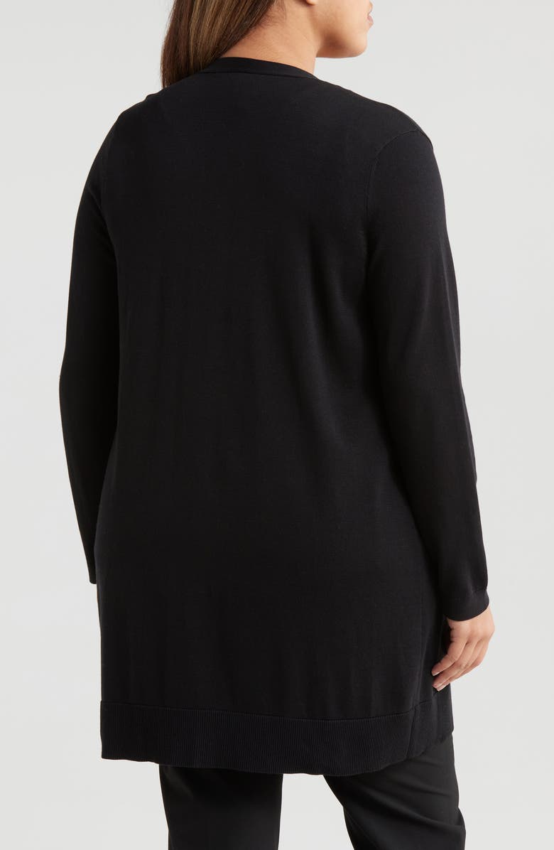 Anne Klein Floral Intarsia Open Front Longline Cardigan, Alternate, color, 