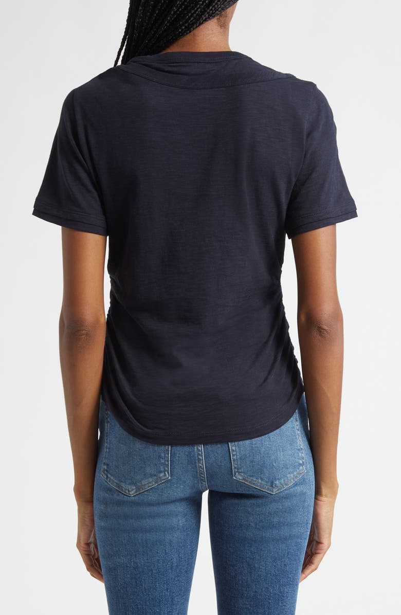 Veronica Beard Damian Ruched Double Collar T-Shirt, Alternate, color, Navy