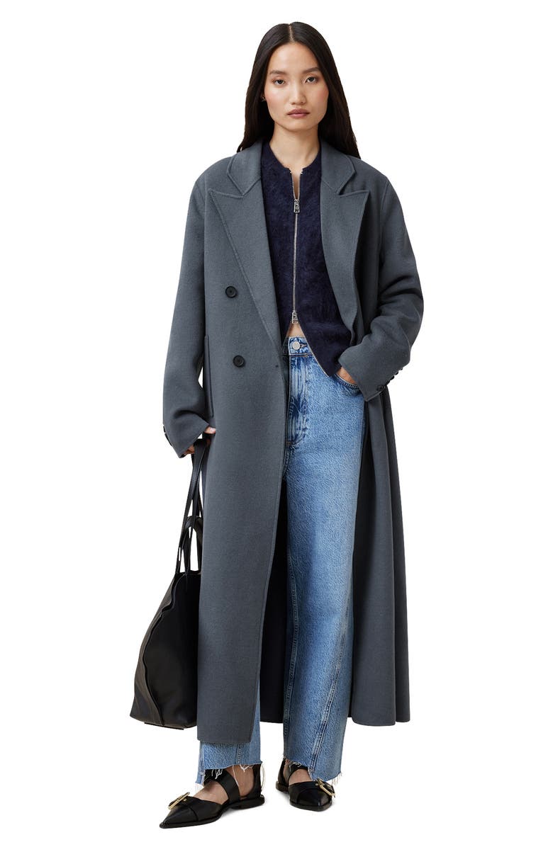 AllSaints Pheebee Double Breasted Wool Blend Coat, Alternate, color, 