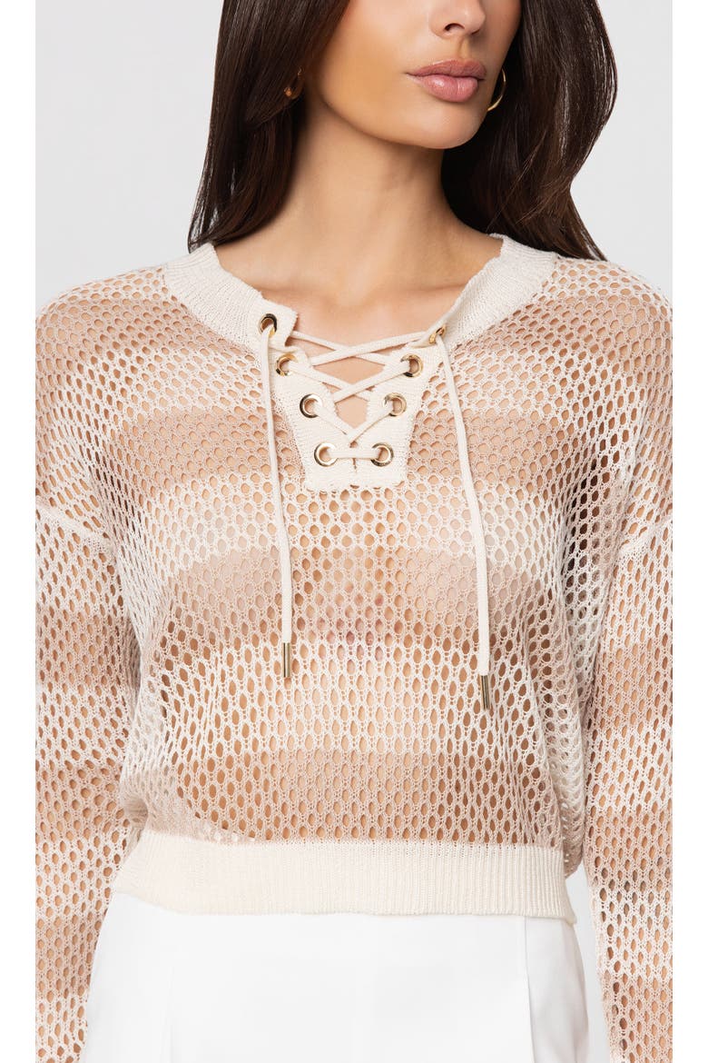 Samantha Stripe Sweater, Alternate, color, Cream/Champagne