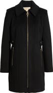 Michael Kors Front Zip Wool Blend Coat