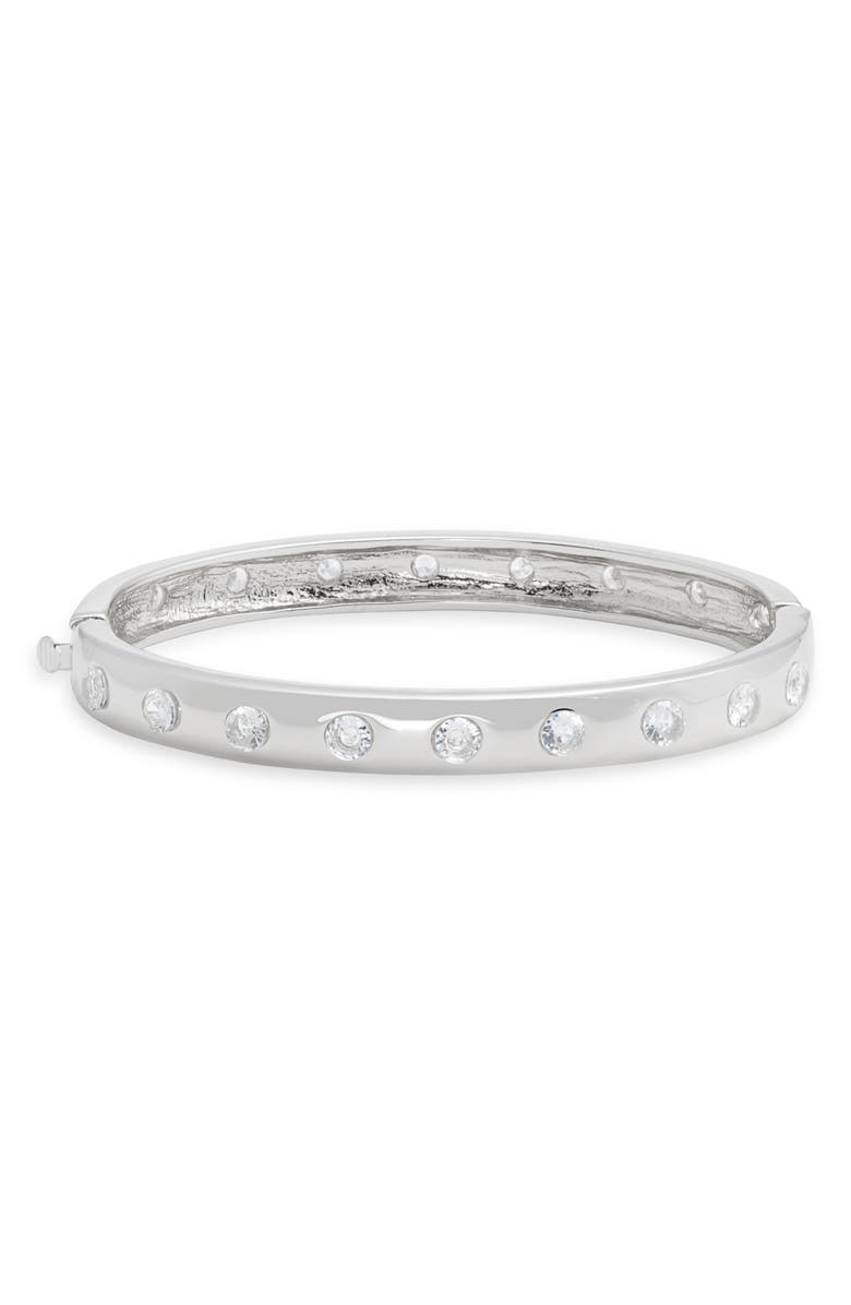 Nordstrom Cubic Zirconia Hinge Bangle Bracelet, Main, color, Clear- Silver