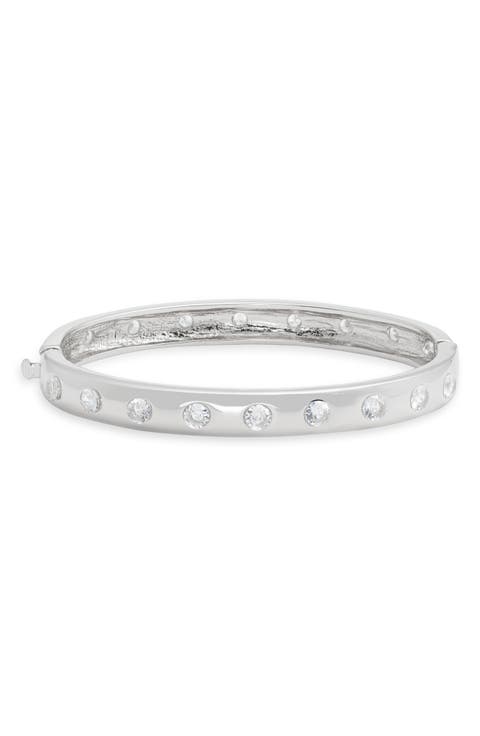 Cubic Zirconia Hinge Bangle Bracelet