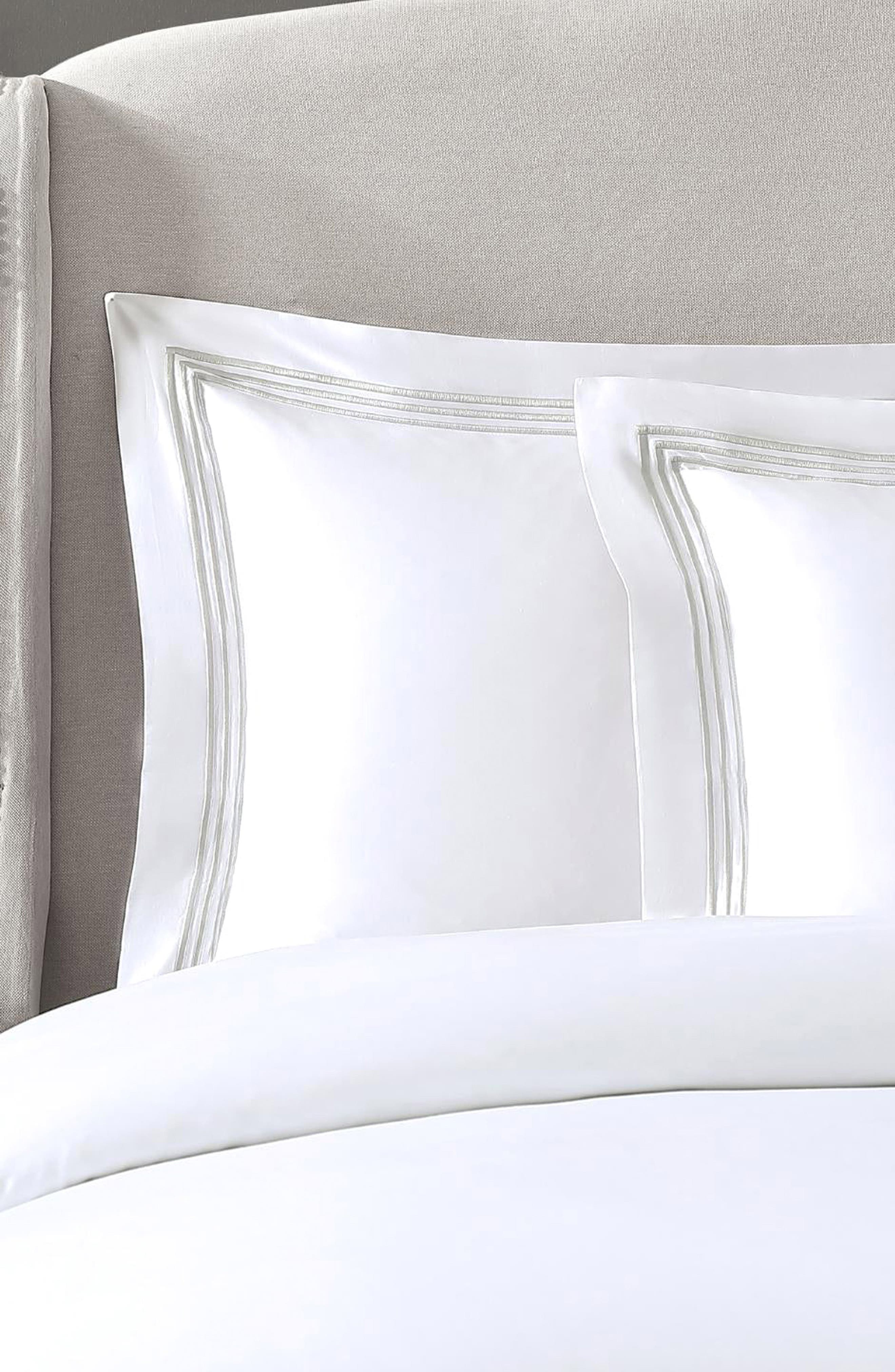 Egyptian Cotton Sateen Bratta Embroidery Triple Luxe Sateen 3-Piece Duvet Cover Set
