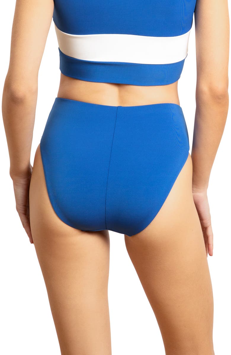 Robin Piccone Ava High Waist Bikini Bottoms, Alternate, color, Blueberry
