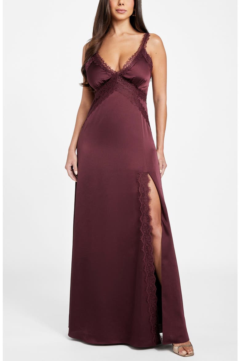 Jael Lace Detail Satin Slipdress, Alternate, color, PURPLE