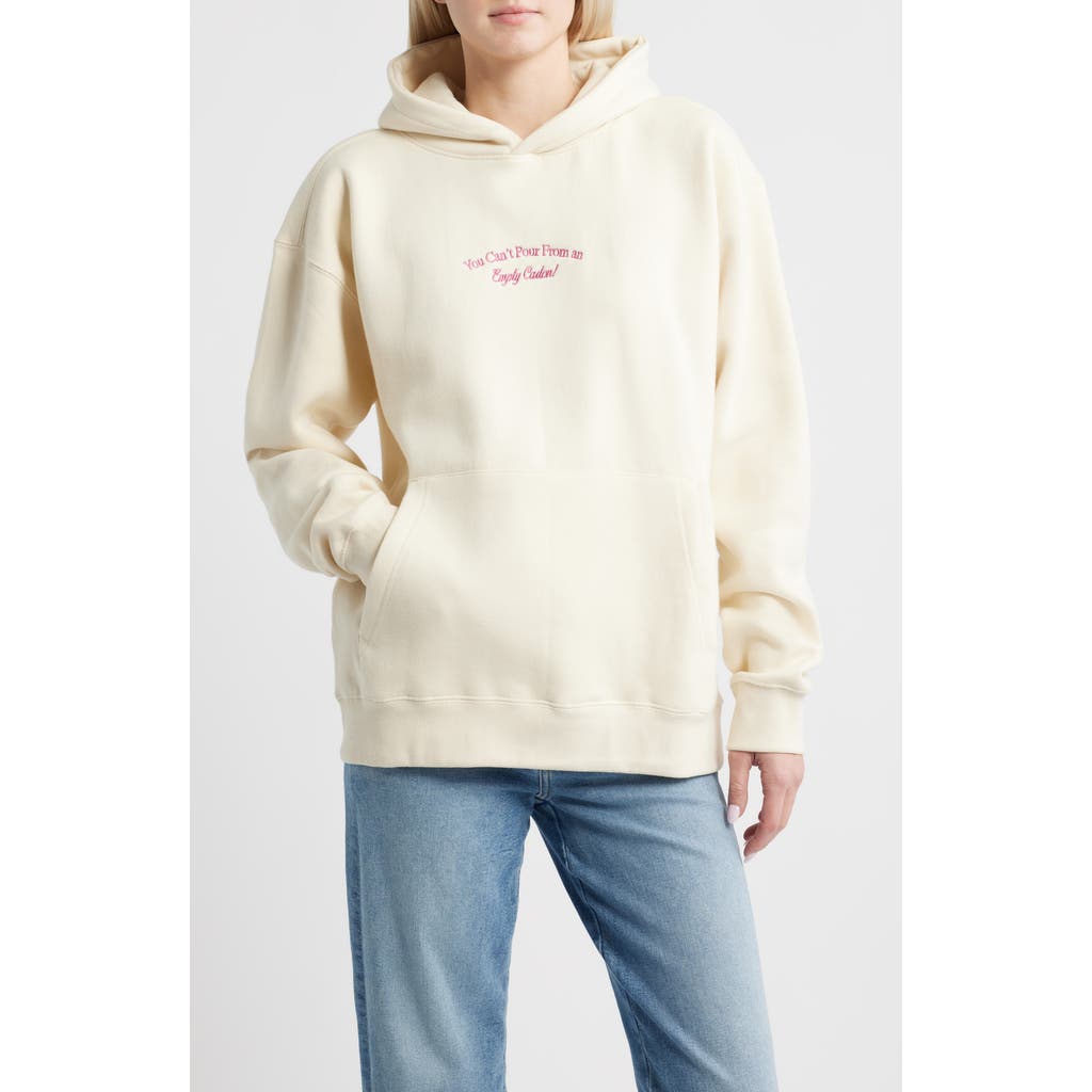 Happy Camp3r You Can't Pour Embroidered Cotton Blend Hoodie In White