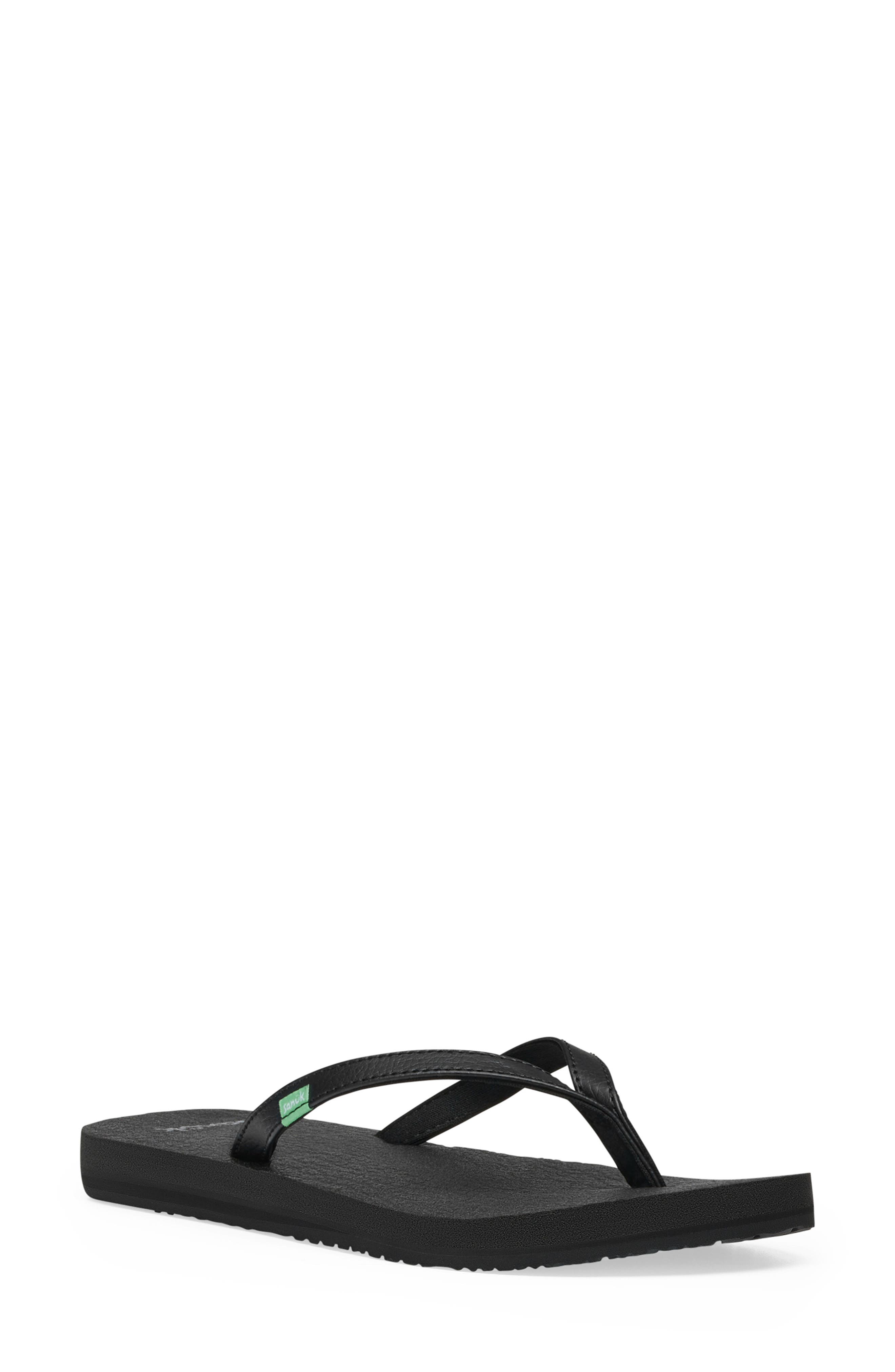 Sanuk Yoga Coral Flip Flop, Main, color, Black