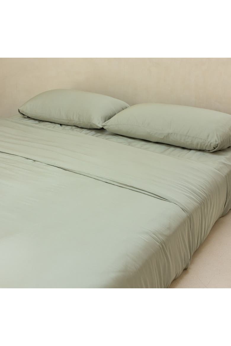 Organic Natural Sateen Duvet Cover Set, Alternate, color, Sage