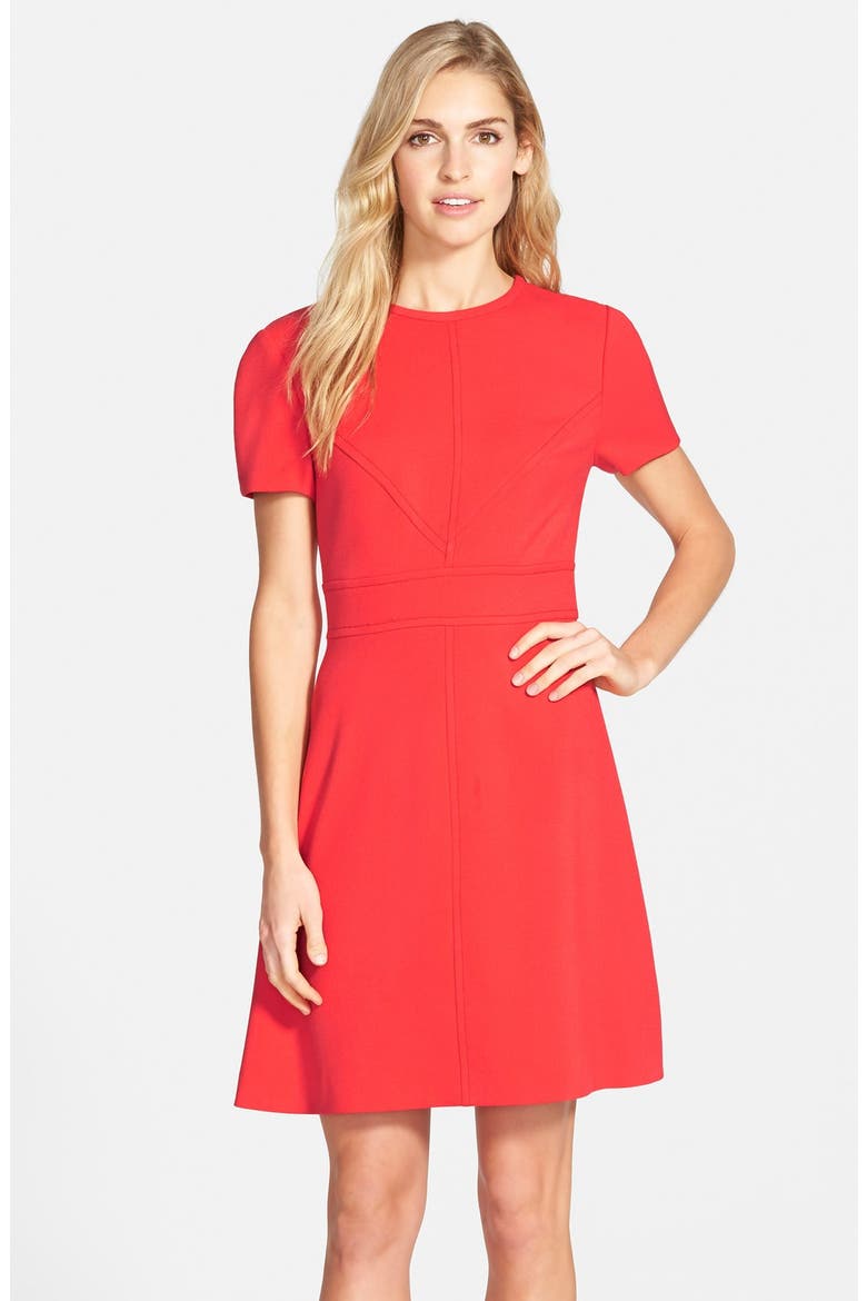 Seam Detail Crepe A-Line Dress, Main, color, POPPY RED