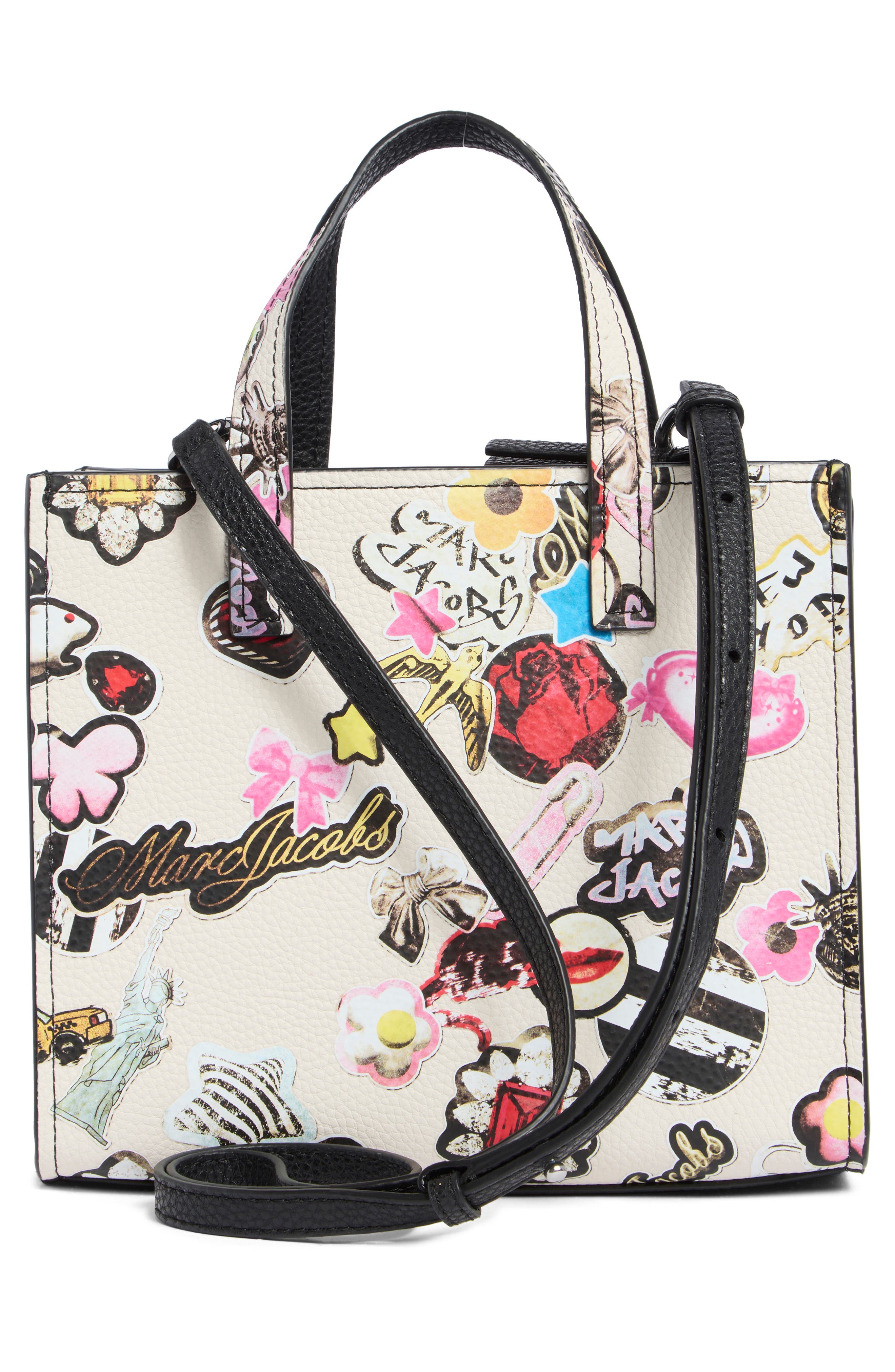 Marc Jacobs Sticker Mini Bold Grind Satchel Bag, Alternate, color, White Multi