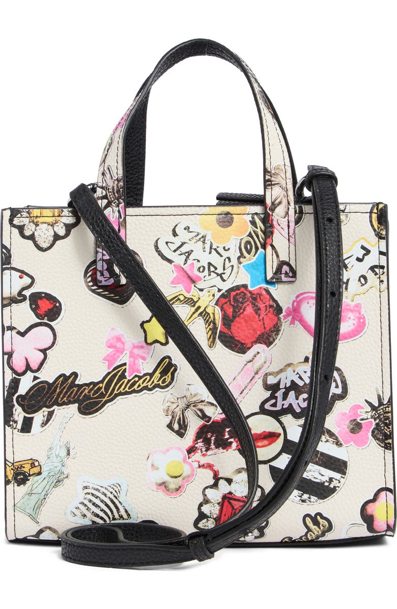 Marc Jacobs Sticker Mini Bold Grind Satchel Bag, Alternate, color, White Multi