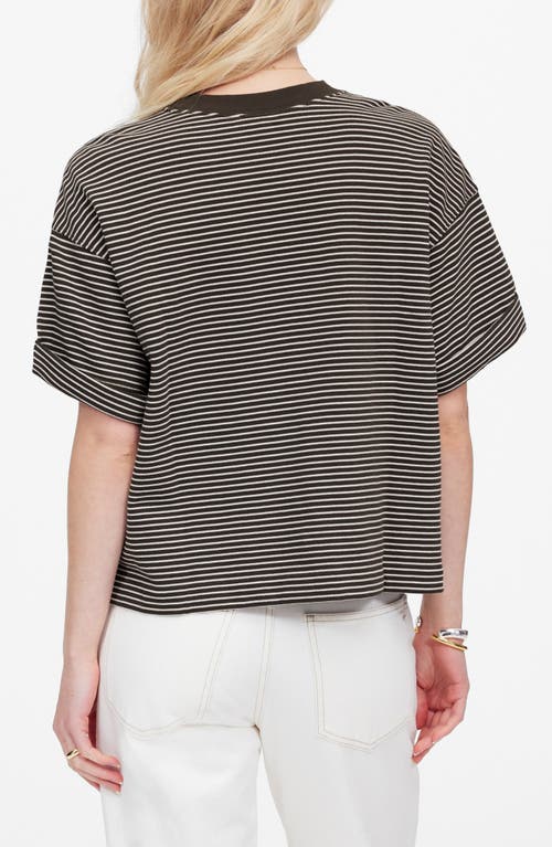 Shop Madewell Short Sleeve Stripe Sweatshirt T-shirt In Dark Surplus