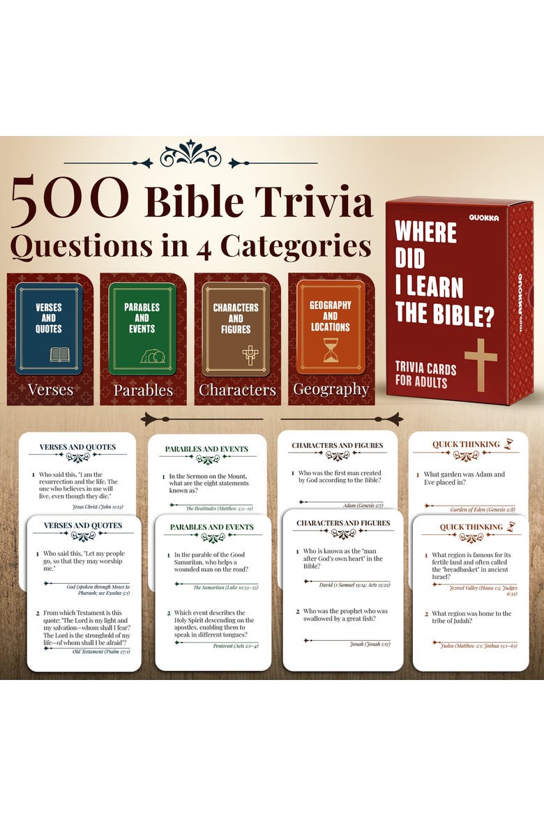 Bible Trivia and Learning Card Games for Kids & Adults, Alternate, color, Bible Trivia