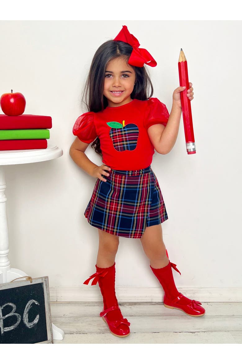 Little Miss Perfect Plaid Skort Set, Alternate, color, Red