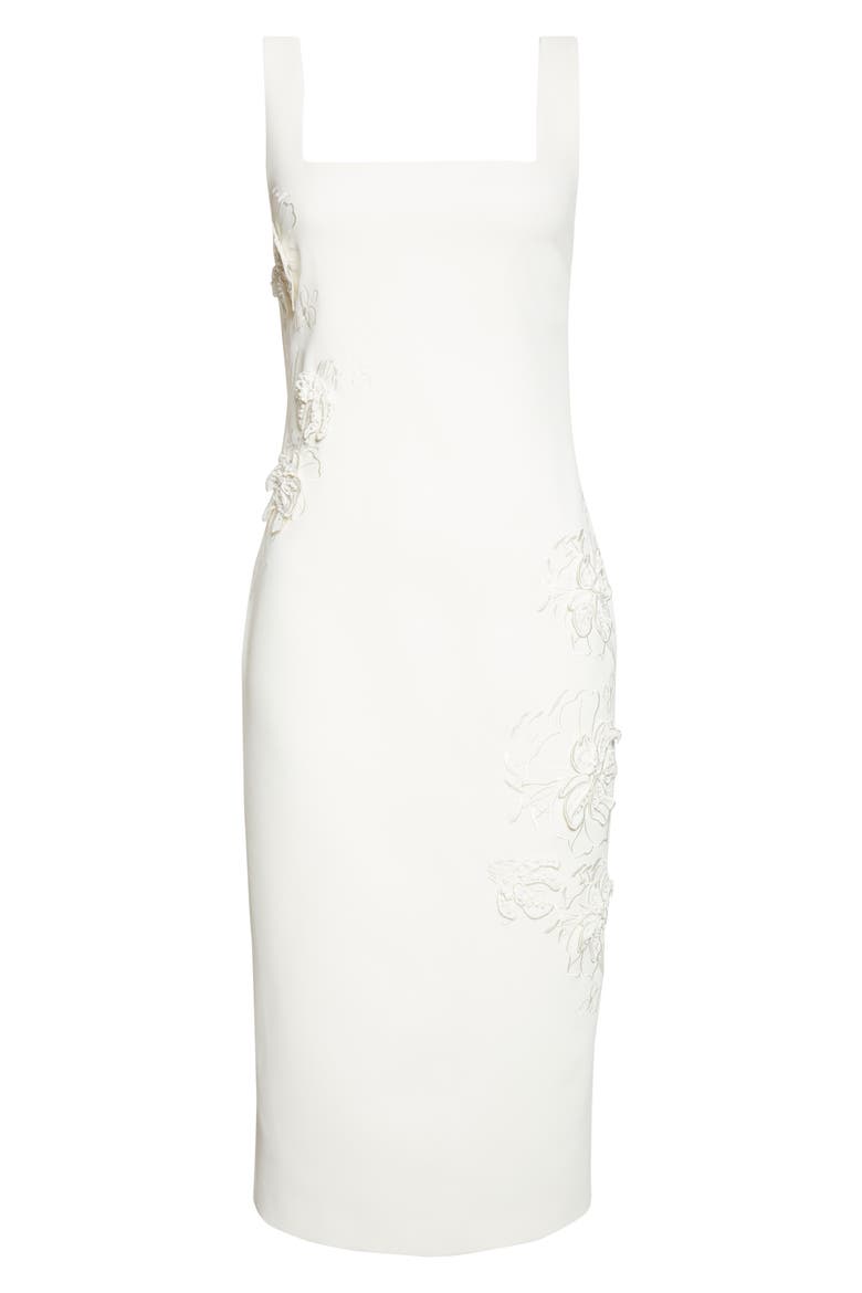 Barrie Floral Appliqué Sleeveless Midi Dress, Alternate, color, IVORY