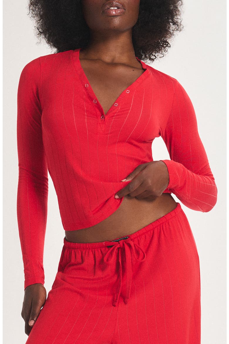Sleek Stitch Sleep Henley, Main, color, TIMELESS RED