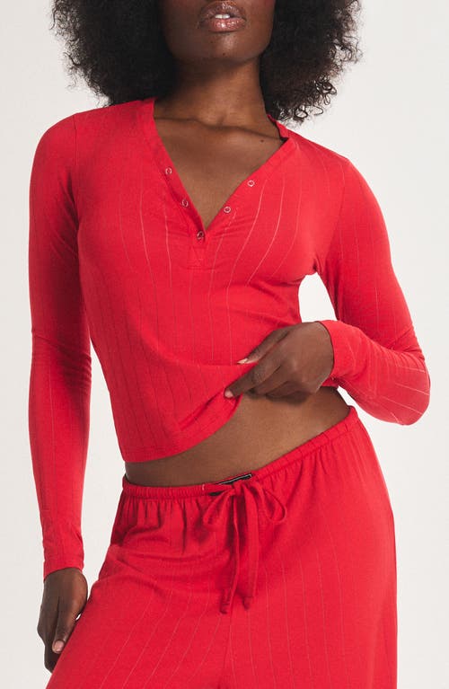 Savage X Fenty Sleek Stitch Sleep Henley In Red