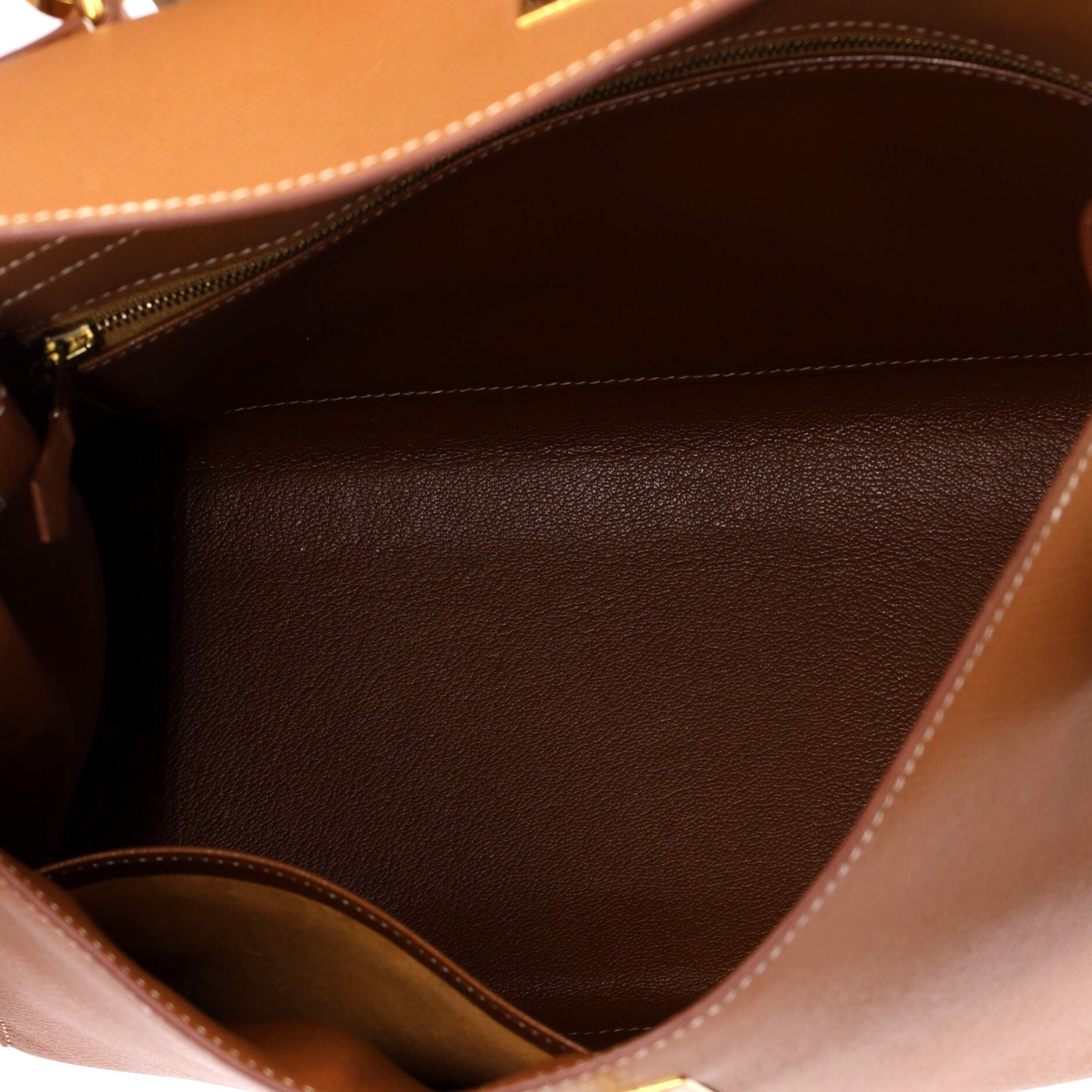 Pre-Owned Hermes Kelly Handbag Brown Courchevel with Gold Hardware 32, Alternate, color, Gold