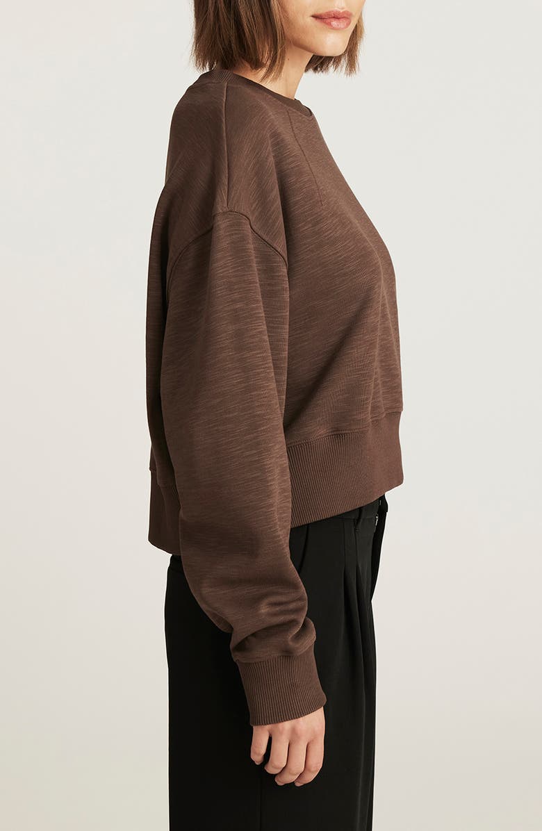 Mavi Jeans Raglan Crewneck Slub Sweatshirt, Alternate, color, Hot Fudge