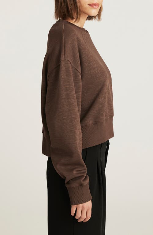 Mavi Jeans Raglan Crewneck Slub Sweatshirt In Brown