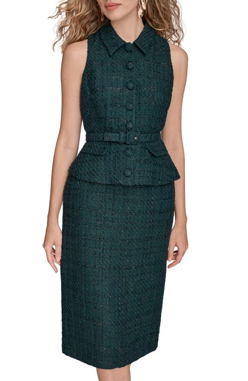 Donna Karan Tweed Top & Midi Skirt Set In Black