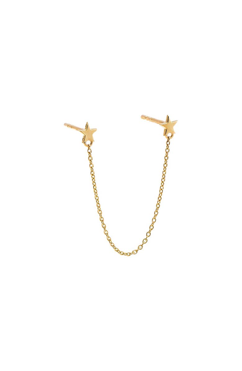 BY ADINA EDEN Solid Double Star Chain Stud Earring 14K, Main, color, 