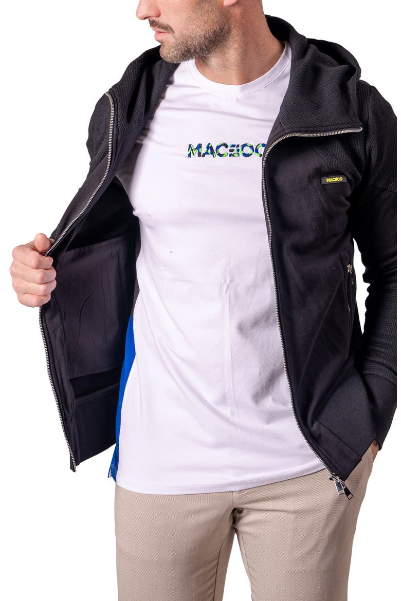 Crow Mixed Media Zip Hoodie, Alternate, color, BLACK