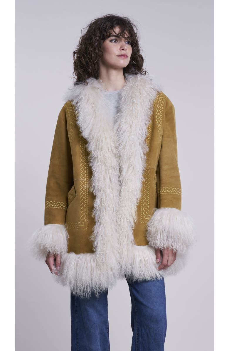 Blue Duck Genuine Shearling Coat, Main, color, Tan